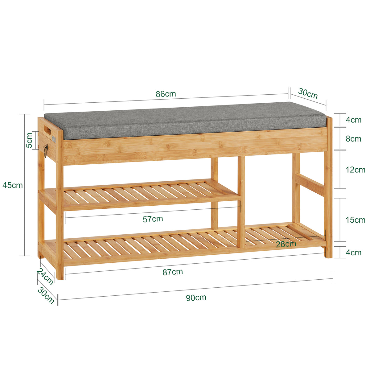SoBuy FSR47-N Banc de Pantofi cu Raft și Sertare Laterale, Banchetă pentru Hol Intrare – 90x30x45 cm, Natural