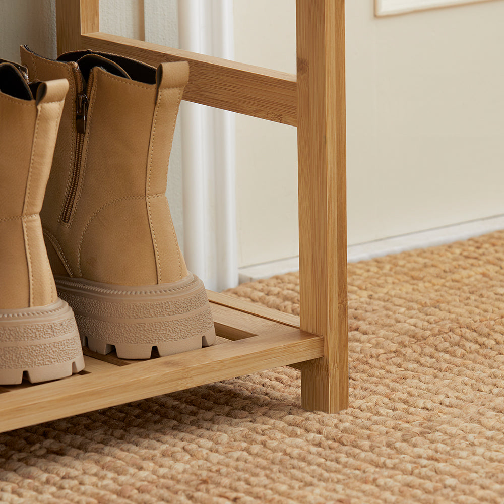 SoBuy FSR47-N Banc de Pantofi cu Raft și Sertare Laterale, Banchetă pentru Hol Intrare – 90x30x45 cm, Natural