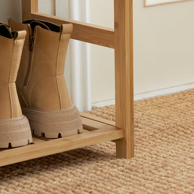 SoBuy FSR47-N Banc de Pantofi cu Raft și Sertare Laterale, Banchetă pentru Hol Intrare – 90x30x45 cm, Natural