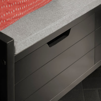 SoBuy FSR63-II-SCH Banc pentru pantofi cu pernă căptușită și 2 uși, Mobilier pentru hol – 91x30x50 cm, Negru