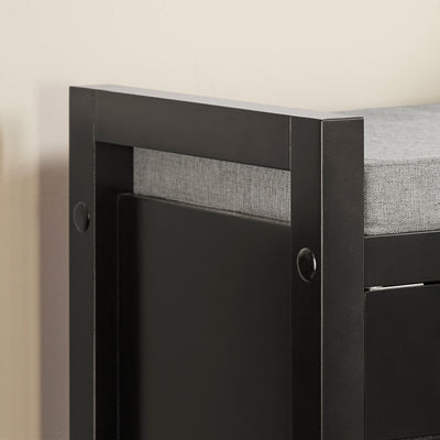 SoBuy FSR63-II-SCH Banc pentru pantofi cu pernă căptușită și 2 uși, Mobilier pentru hol – 91x30x50 cm, Negru