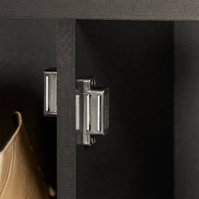 SoBuy FSR63-II-SCH Banc pentru pantofi cu pernă căptușită și 2 uși, Mobilier pentru hol – 91x30x50 cm, Negru