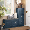 SoBuy FSR64-B Banc pentru Pantofi cu 2 Compartimente Rabatabile, Pernă Căptușită, Sertar și Cârlig pentru Hol – 104x24x51 cm, Albastru