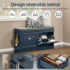 SoBuy FSR64-B Banc pentru Pantofi cu 2 Compartimente Rabatabile, Pernă Căptușită, Sertar și Cârlig pentru Hol – 104x24x51 cm, Albastru