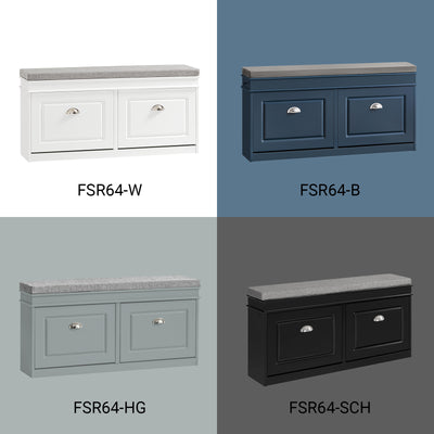 SoBuy FSR64-HG Banc pentru Pantofi 104cm – 2 Uși cu Rabat, Pernă Detașabilă, 150kg, Certificat FSC®, Subțire 24cm – Gri