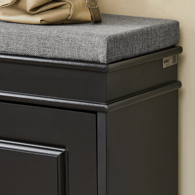 SoBuy FSR64-SCH Banc pentru pantofi cu 2 compartimente rabatabile și pernă căptușită, Cutie de depozitare pentru intrare – 104x24x51 cm, Negru