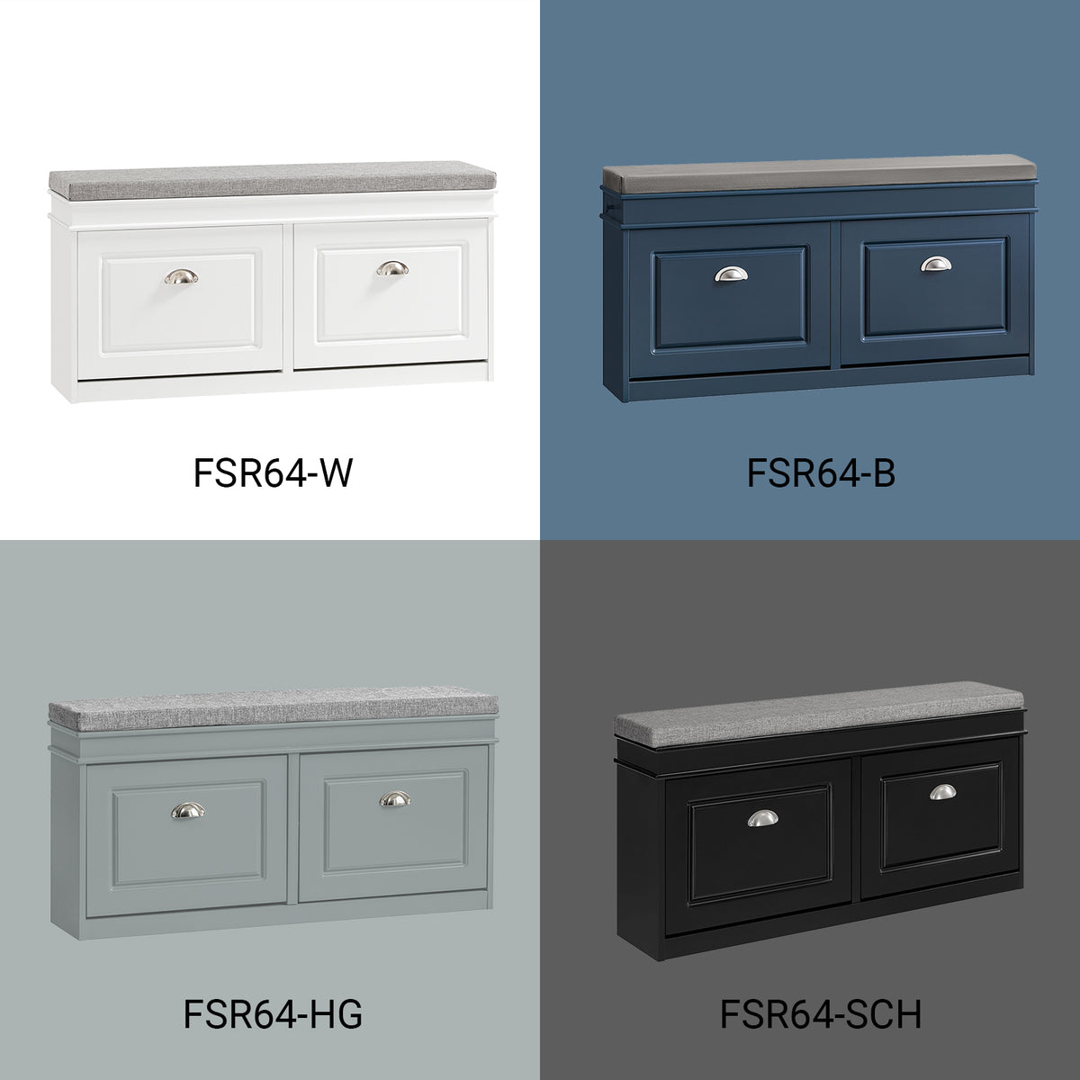 SoBuy FSR64-SCH Banc pentru pantofi cu 2 compartimente rabatabile și pernă căptușită, Cutie de depozitare pentru intrare – 104x24x51 cm, Negru