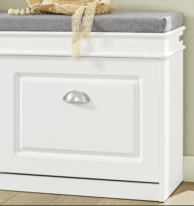 SoBuy FSR64-W Banc pentru Pantofi 104 cm – 8 Perechi, Pernă Lavabilă, Subțire 24 cm, FSC®, Alb