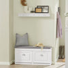 SoBuy Set FSR64-W + FSR78-W – Set Dulapuri de Pantofi Albe, Bancă cu Pernă + Dulap cu 2 Uși Batante, Organizare Îngustă pentru Intrare, Set 2 Piese