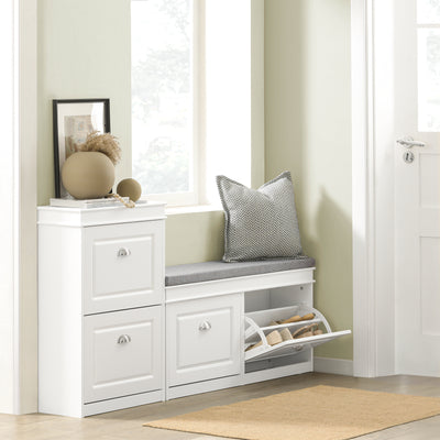 SoBuy FSR64-W Banc pentru Pantofi 104 cm – 8 Perechi, Pernă Lavabilă, Subțire 24 cm, FSC®, Alb