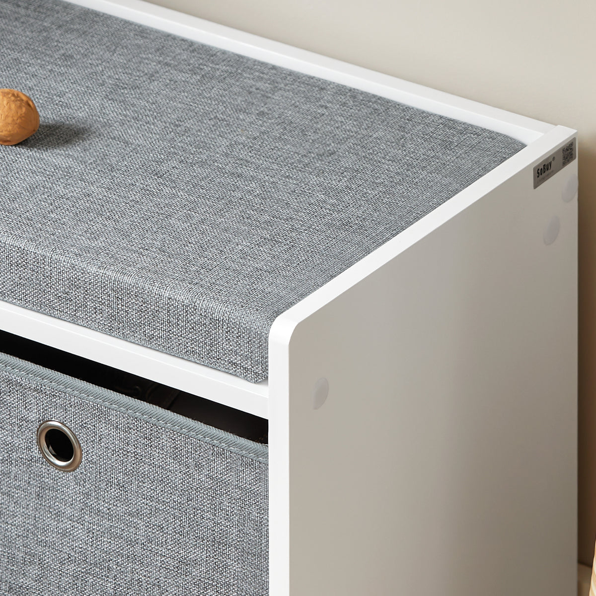 SoBuy FSR65-K-DG Banc pentru Pantofi cu Pernă Căptușită și 2 Coșuri de Depozitare pentru Intrare – 68x32x45 cm, Gri Închis