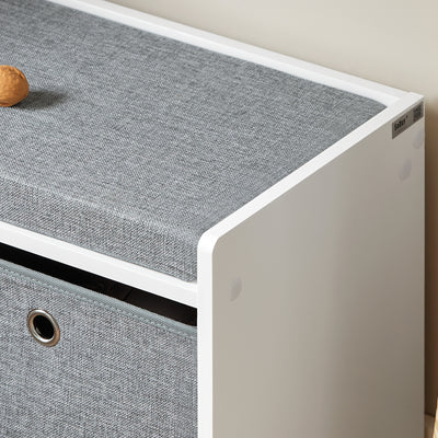 SoBuy FSR65-K-DG Banc pentru Pantofi cu Pernă Căptușită și 2 Coșuri de Depozitare pentru Intrare – 68x32x45 cm, Gri Închis