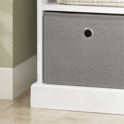 SoBuy FSR67-HG Banc pentru Pantofi cu Pernă Căptușită, 2 Compartimente și 3 Coșuri pentru Hol – 96x35x50 cm, Gri