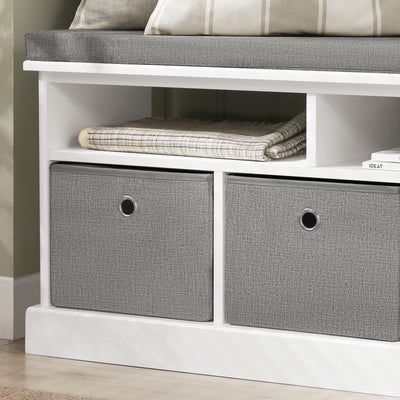 SoBuy FSR67-HG Banc pentru Pantofi cu Pernă Căptușită, 2 Compartimente și 3 Coșuri pentru Hol – 96x35x50 cm, Gri