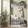 SoBuy FSR67-HG Banc pentru Pantofi cu Pernă Căptușită, 2 Compartimente și 3 Coșuri pentru Hol – 96x35x50 cm, Gri