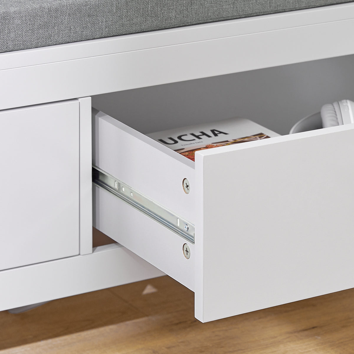 SoBuy FSR74-W Banc à Chaussures avec Coussin Rembourré et Rangement pour Entrée Couloir – 100x40x40 cm, Blanc