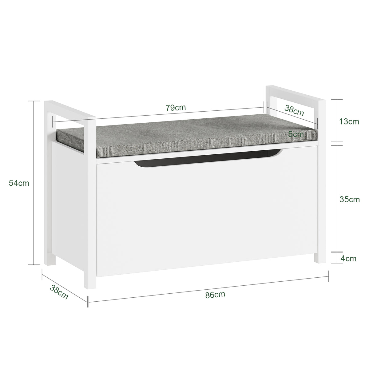 SoBuy FSR76-W Banc à Chaussures avec Coussin Rembourré et Rangement pour Entrée Couloir – 86x38x54 cm, Blanc