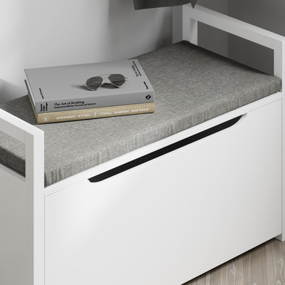 SoBuy FSR76-W Banc à Chaussures avec Coussin Rembourré et Rangement pour Entrée Couloir – 86x38x54 cm, Blanc