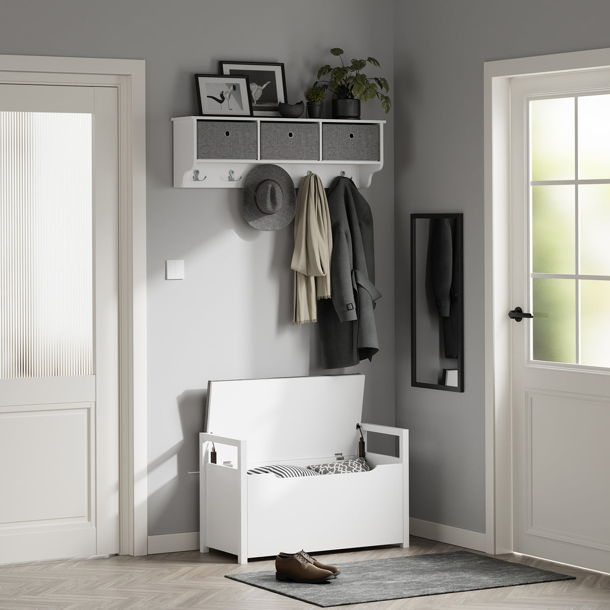 SoBuy FSR76-W Banc à Chaussures avec Coussin Rembourré et Rangement pour Entrée Couloir – 86x38x54 cm, Blanc