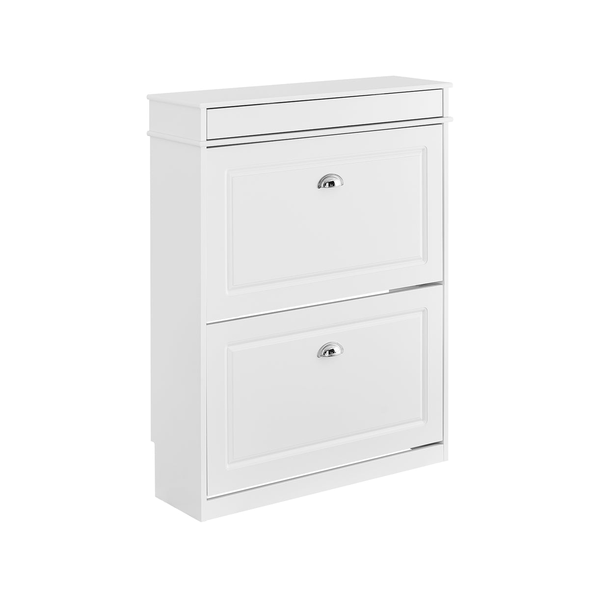 SoBuy FSR78-L-W Armoire à Chaussures Slim 24 cm – 2 Abattants, 12 Paires, Tiroir, Dos Ventilé, 75×24×96 cm, Blanc