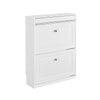 SoBuy FSR78-L-W Dulap de pantofi cu 2 uși rabatabile, depozitare 12 perechi, îngust 24cm pentru hol intrare – 75x24x96 cm, Alb