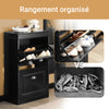 SoBuy FSR78-SCH Dulap pantofi cu 2 compartimente, Organizator încălțăminte pentru 8 perechi în hol/intrare – 54x24x83 cm, Negru