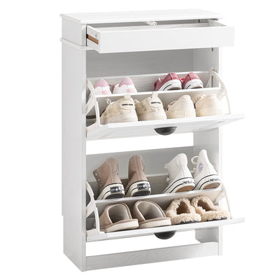 SoBuy FSR78-WG Meuble à Chaussures Gain de Place – Entrée Étroite – 54x24x82 cm Effet Bois Blanc