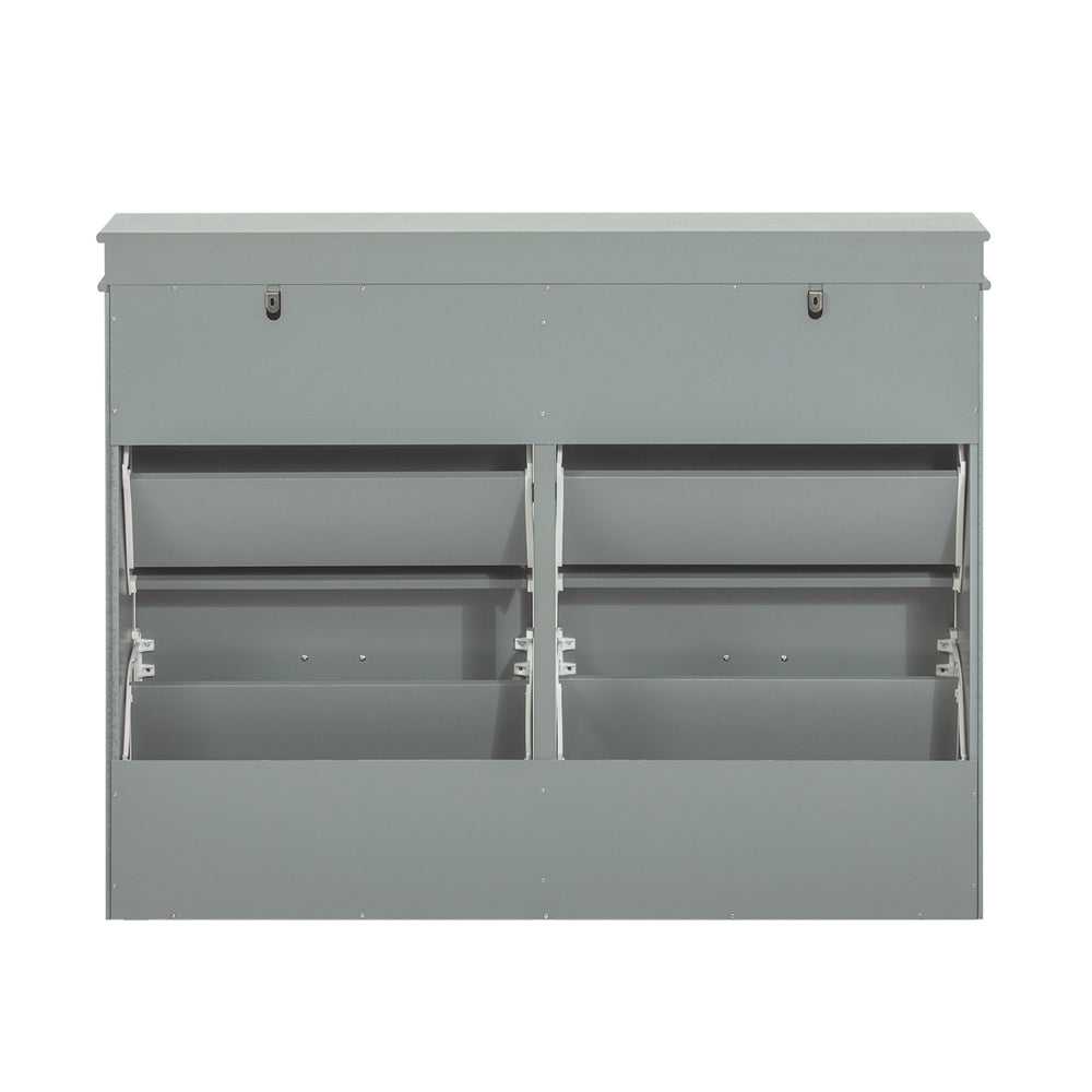 SoBuy FSR79-HG Dulap de pantofi cu 4 uși rabatabile, 16 perechi, certificat FSC®, subțire 24 cm – Gri