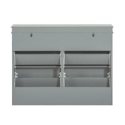 SoBuy FSR79-HG Dulap de pantofi cu 4 uși rabatabile, 16 perechi, certificat FSC®, subțire 24 cm – Gri