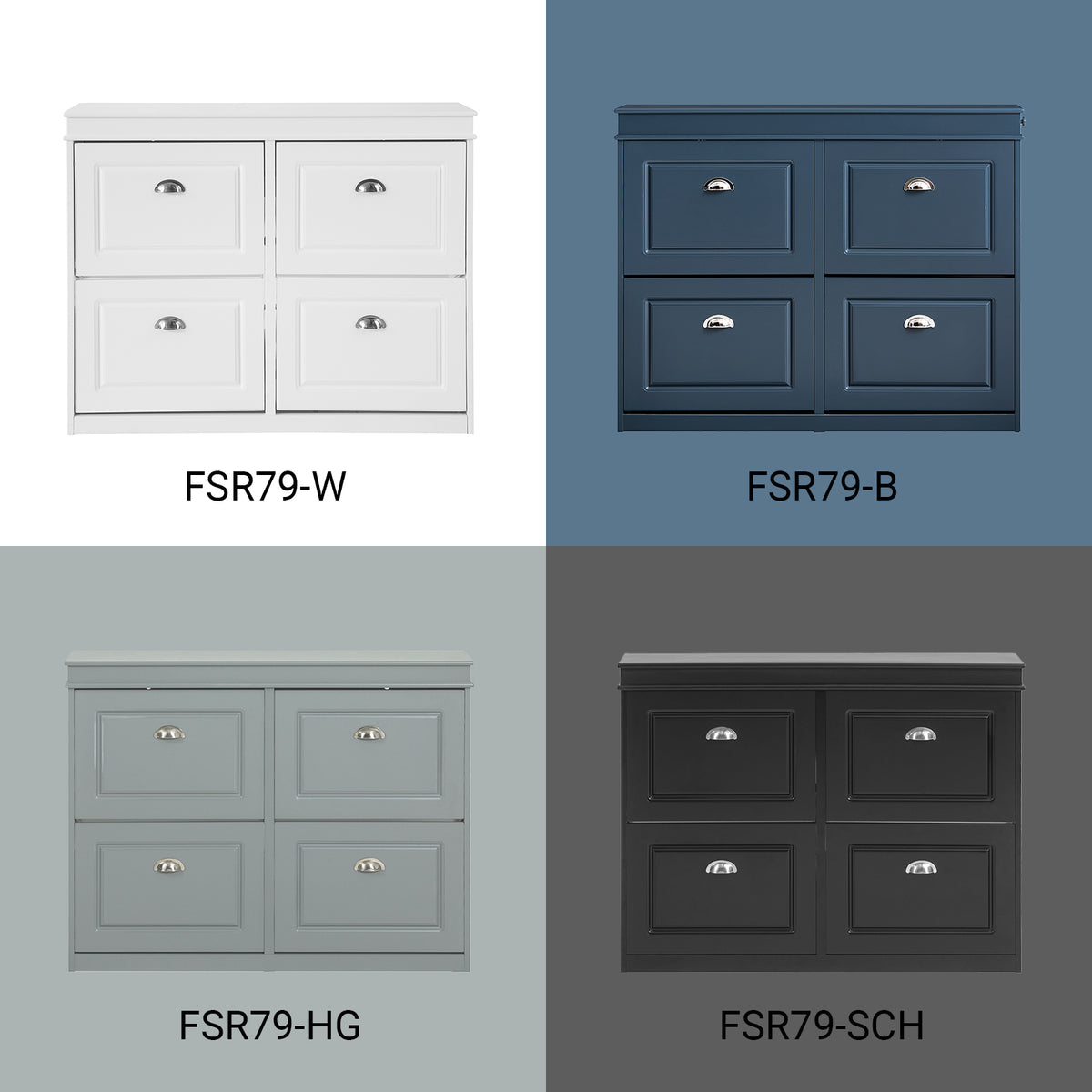 SoBuy FSR79-SCH Dulap pantofi cu 4 uși rabatabile, Suport pentru 16 perechi, pentru hol - 105x24x83 cm, Negru