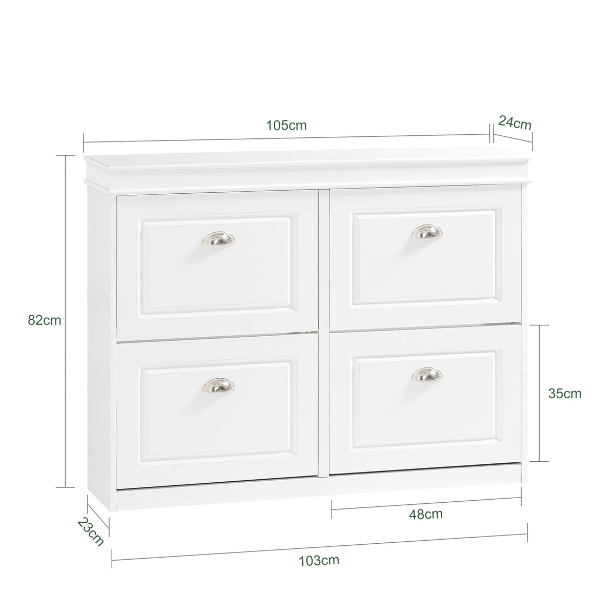 SoBuy FSR79-W Dulap de încălțăminte subțire 24 cm – 4 compartimente basculante, 16 perechi, FSC®, Alb
