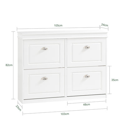 SoBuy FSR79-W Dulap de încălțăminte subțire 24 cm – 4 compartimente basculante, 16 perechi, FSC®, Alb