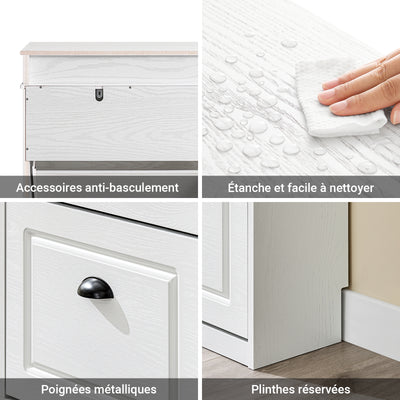 SoBuy FSR79-WG + FSR78-WG Set Pantofar cu 4 + 2 Uși Rabatanate, Depozitare 24 Perechi, Economie de Spațiu – Efect Lemn Învechit Alb