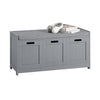 SoBuy FSR80-SG Banc pentru Pantofi cu Pernă Căptușită, 2 Uși și 1 Cub de Depozitare pentru Hol – 90x35x45 cm, Gri Argintiu