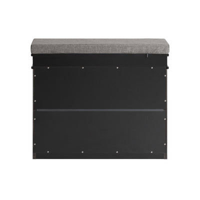 SoBuy FSR82-K-SCH Banc à Chaussures avec Coussin Rembourré et 1 Abattant, Slim 24cm pour Entrée – 60x24x51 cm, Noir