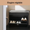 SoBuy FSR82-K-SCH Banc pentru pantofi cu pernă căptușită și 1 clapetă, Slim 24cm pentru Intrare – 60x24x51 cm, Negru