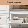SoBuy FSR82-K-W Banc pentru Pantofi cu Pernă Tapițată și 1 Compartiment, Subțire 24cm pentru Intrare – 60x24x51 cm, Alb
