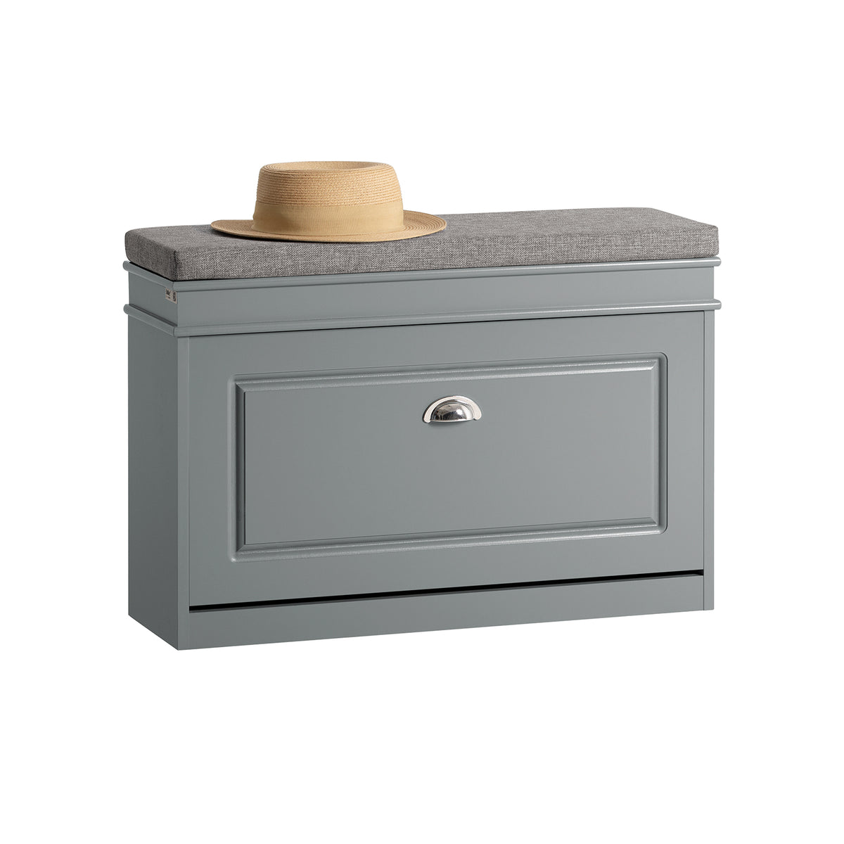 SoBuy FSR82-L-HG Banc à Chaussures 75 cm avec Coussin Rembourré, 1 Abattant, 150 kg, FSC® – Slim 24 cm, Gris