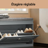 SoBuy FSR82-L-HG Banc pentru Pantofi cu Pernă Tapițată și 1 Compartiment Rabtabil, Subțire 24cm pentru Intrare – 75x24x51 cm, Gri