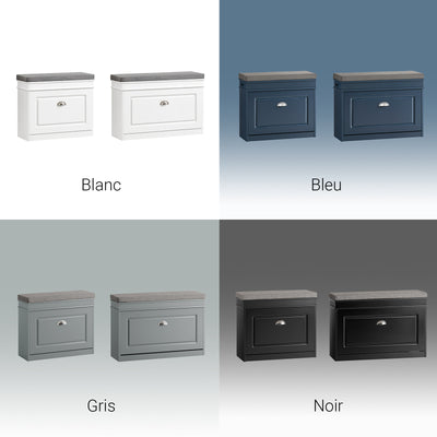 SoBuy FSR82-L-W Banc pentru Pantofi cu Pernă Tapițată și 1 Clapetă, Slim 24cm pentru Intrare – 75x24x51 cm, Alb