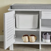 SoBuy FSR83-W Banc pentru Pantofi cu Pernă Căptușită și Spațiu de Depozitare pentru Hol Intrare – 110x35x50 cm, Alb