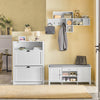 SoBuy FSR83-W Banc pentru Pantofi cu Pernă Căptușită și Spațiu de Depozitare pentru Hol Intrare – 110x35x50 cm, Alb