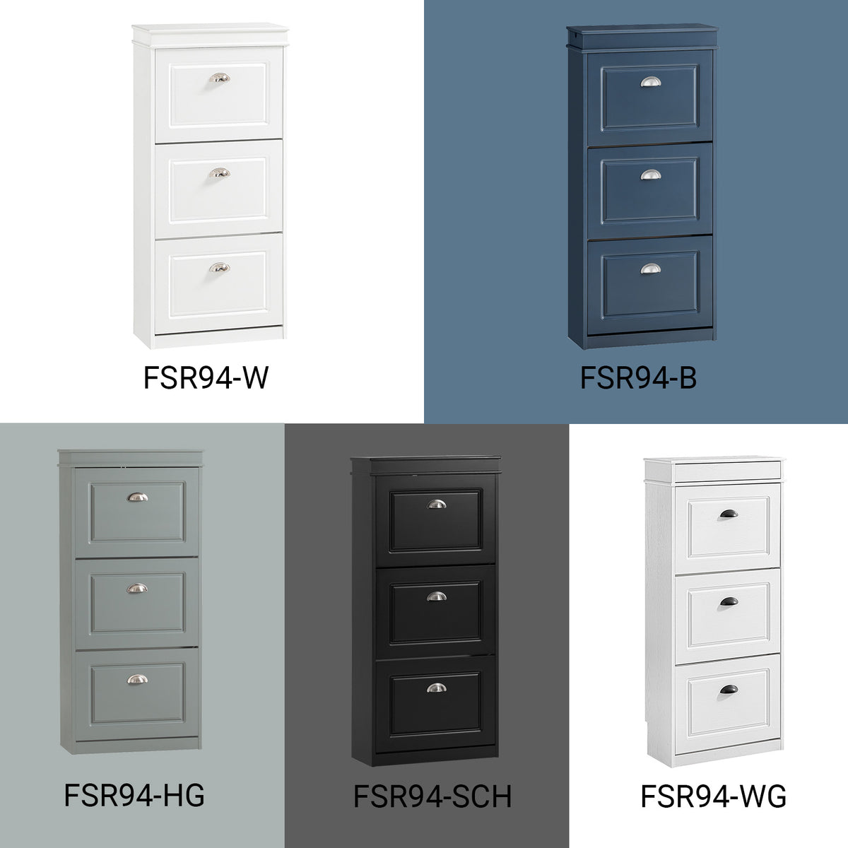 SoBuy FSR94-B Dulap de Pantofi cu 3 Uși Basculante, Sertar și Cârlig pentru Hol Intrare – 53x24x118 cm, Albastru