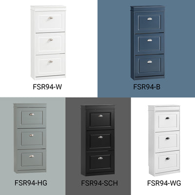 SoBuy FSR94-B Dulap de Pantofi cu 3 Uși Basculante, Sertar și Cârlig pentru Hol Intrare – 53x24x118 cm, Albastru