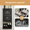 SoBuy FSR94-SCH Dulap pantofi cu 3 uși rabatabile, Suport 12 perechi pentru hol – 53x24x117 cm, Negru