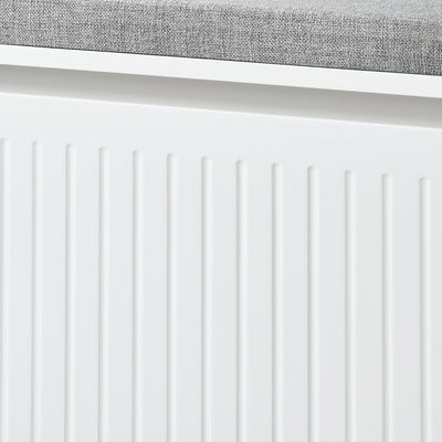 SoBuy FSR98-L-W Banc pentru Pantofi cu Pernă Căptușită și 1 Compartiment cu Clapetă pentru Intrare Hol – 80x26x45 cm, Alb