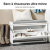 Prévente SoBuy FSR98-L-W Banc à Chaussures avec Coussin Rembourré et 1 Abattant pour Entrée Couloir – 80x26x45 cm, Blanc