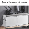 SoBuy FSR98-XL-W Banc pentru Pantofi cu Pernă Căptușită și 2 Sertare cu Rabat pentru Intrare Hol – 100x26x46 cm, Alb