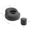 SoBuy FST100-DG Fauteuil de Salon en Velours Côtelé avec Repose-Pieds – Dossier Inclinable, Relax – 110×125×65 cm, Gris Foncé