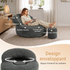 SoBuy FST100-DG Fauteuil de Salon en Velours Côtelé avec Repose-Pieds – Dossier Inclinable, Relax – 110×125×65 cm, Gris Foncé